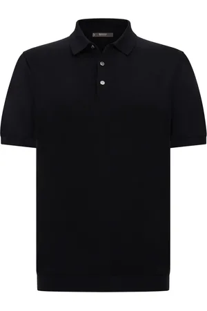 Boggi Milano Strik, Herre, Sort, S, Bomuld, Bomuld og silkestrikket poloshirt