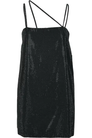 Dondup Kjole, Dame, Sort, M, Polyester, Kort kjole med strass detaljer
