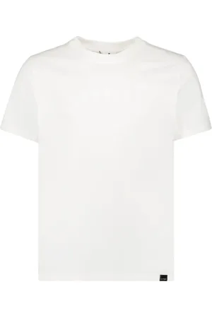 Courrèges Top, Herre, Hvid, XS, Bomuld, Trykt Logo Rund Hals T-shirt