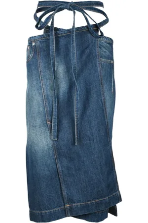 Sportmax Nederdel, Dame, Blå, S, Denim, Denim Wrap Nederdel med Lommer