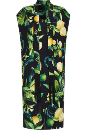 Roberto Cavalli Kjole, Dame, Flerfarvet, 2XL, Lemon Print Midi Kjole