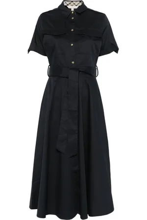 Barbour Kjole, Dame, Blå, XS, Uld, Navy Kjole med Aftagelig Bælte