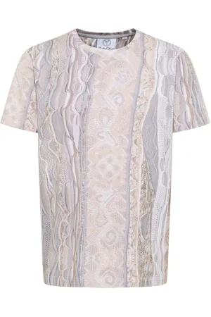 Carlo Colucci Top, Herre, Hvid, XL, Uld, Strikprint T-shirt