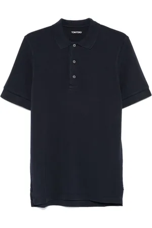 Tom Ford Top, Herre, Blå, M, Uld, Stilfuld Blå Polo Skjorte