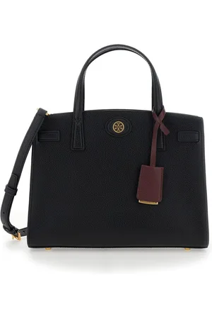Tory Burch Taske, Dame, Sort, ONE SIZE, Læder, Sort håndtaske med logo plakette