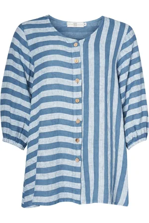 Pont Neuf Bluser & Skjorter, Dame, Blå, 3XL, Tyl, Leolu Blød Blå Hørbluse