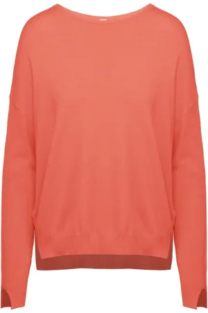 Bomboogie Strik, Dame, Rød, XL, Polyester, Bådhals top med slidser
