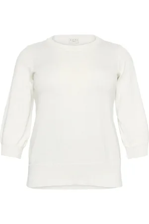 Kaffe Strik, Dame, Hvid, XL, Uld, Blød Strik Pullover Sweater