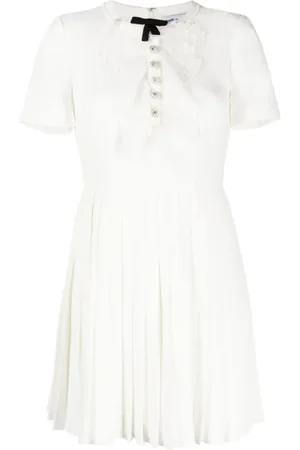 Self-Portrait Kjole, Dame, Hvid, XS, Polyester, Hvid Blonde Bib Mini Kjole