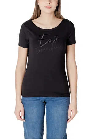 EA7 Top, Dame, Sort, XL, Tyl, Sort Rund Hals T-Shirt