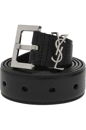 Saint Laurent Tilbehør, Herre, Sort, 100 CM, Læder, Monogram Plaque Buckled Belt