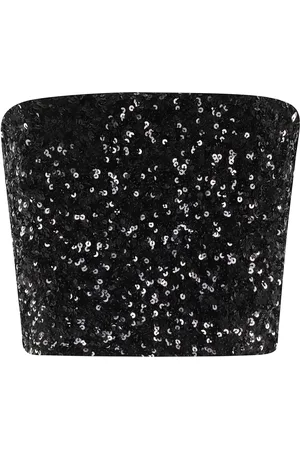 ROTATE Top, Dame, Sort, M, Polyester, Sequin Crop Top