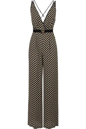 Elisabetta Franchi Jumpsuits & Playsuits, Dame, Sort, M, Georgette Wrap Neck Palazzo Bukser