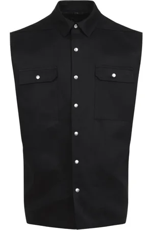Rick Owens Skjorte, Herre, Sort, L, Linned, Sort Linned Skjorte Moderne Elegance