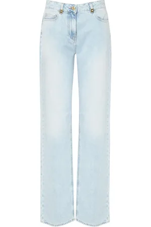 Elisabetta Franchi Jeans, Dame, Blå, W28, Denim, Blå Denim Palazzo Jeans med Juvel Detaljer