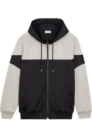 Saint Laurent Sweathshirts & Hoodies, Herre, Sort, XL, Bomuld, Hættetrøje med lynlås og broderi
