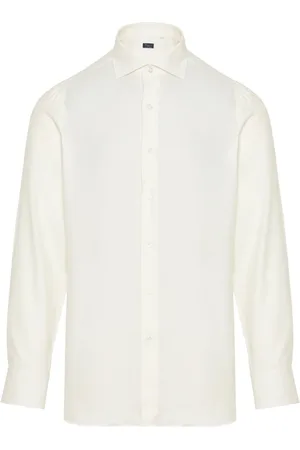 Finamore Skjorte, Herre, Hvid, 3XL, Bomuld, Luksus Bomuld Cashmere Skjorte Made in Italy