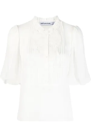 Self-Portrait Bluser & Skjorter, Dame, Hvid, 3XS, Chiffon, Hvid Chiffon Top