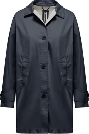 Bomboogie Frakke, Dame, Blå, M, Bomuld, Uforet Gabardine Trenchcoat