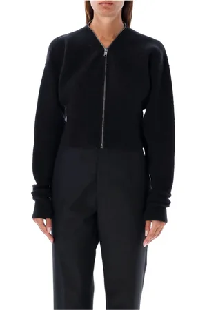 Rick Owens Strik, Dame, Sort, L, Uld, Batwing Klaus Zip Cardigan
