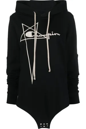 Rick Owens Sweathshirts & Hoodies, Dame, Sort, L, Bomuld, Logo-broderet bomuldshættetrøje