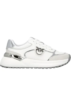 Pinko Sko, Herre, Hvid, 41 EU, Læder, Hvide Sølv Sneakers Love Birds Ss0019P027