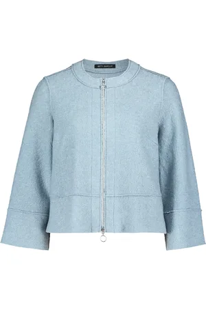 Betty Barclay Jakke, Dame, Blå, L, Uld, Casual Elegance Blazer Jakke med Lommer