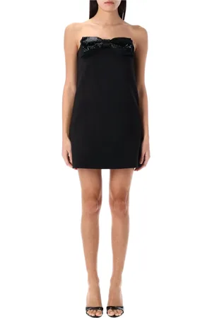 Self-Portrait Kjole, Dame, Sort, 2XS, Polyester, Crepe Bandeau Mini Kjole
