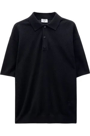 Filippa K Top, Herre, Sort, M, Polyester, Sort Mesh Polo Skjorte
