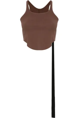 Rick Owens Top, Dame, Brun, M, Bomuld, Brun Tanktop med Rund Hals i Bomuld