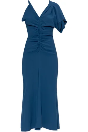 Victoria Beckham Kjole, Dame, Blå, XS, Uld, Draped Kjole