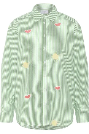Saint Tropez Bluser & Skjorter, Dame, Grøn, XS, Stribet Zyttasz Skjortebluse