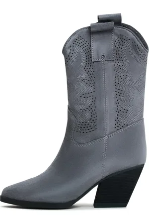CESARE GASPARI Sko, Dame, Grå, 41 EU, Suede, Suede Cowboy Støvler Elena - Grey