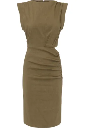 Pinko Kjole, Dame, Grøn, L, Linned, Linned Stretch Kjole