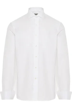 CANALI Skjorte, Herre, Hvid, 2XL, Bomuld, Impeccabile Bomuldsskjorte med Manchetknapper