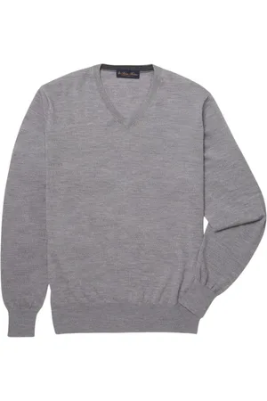 Brooks Brothers Strik, Herre, Grå, XS, Uld, Merino Uld V-hals Trøje