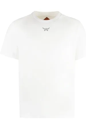 MCM Top, Herre, Hvid, S, Bomuld, Bomuld Crew-Neck T-Shirt