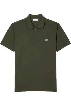 Lacoste Top, Herre, Grøn, S, Bomuld, Grøn Polo Skjorte Ribbet Krave