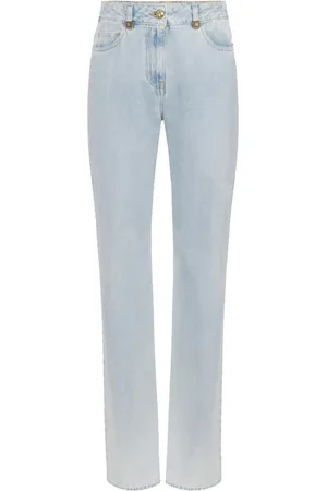 Elisabetta Franchi Jeans, Dame, Blå, W30, Denim, Bred Ben Denim Jeans med Juvel Detaljer