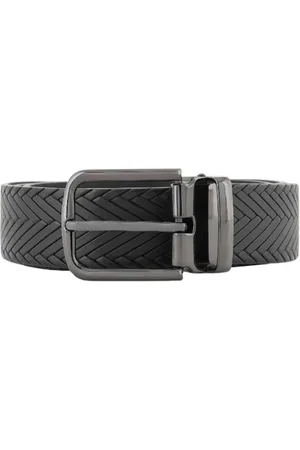 Emporio Armani Tilbehør, Herre, Sort, ONE SIZE, Læder, Sort Flettet Læderbælte Spænde