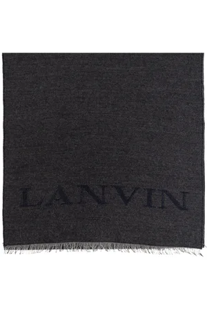 Lanvin Tilbehør, Dame, Blå, ONE SIZE, Uld, Tørklæde med logo