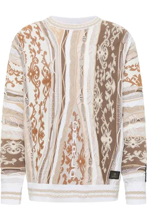 Carlo Colucci Strik, Herre, Flerfarvet, XL, Luksus Jacquard Striktrøje