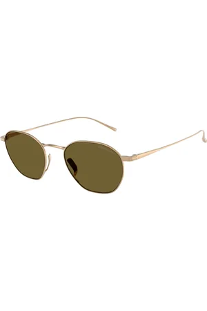 Giorgio Armani Tilbehør, Herre, Gul, 51 MM, Uld, Stilfulde solbriller Ar6160T i brun