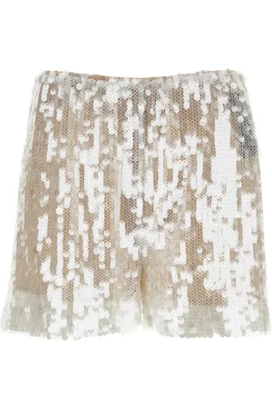 FEDERICA TOSI Shorts, Dame, Grå, 2XS, Polyester, Grå Paillet Mesh Shorts