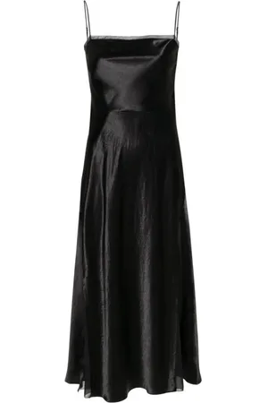 Vince Kjole, Dame, Sort, XL, Sort Sheer Panelled Slip Midi Kjole
