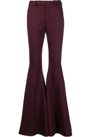 Saint Laurent Bukser, Dame, Rød, M, Uld, Flared Uldblandingsbukser