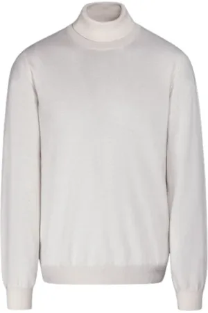 MOORER Strik, Herre, Hvid, M, Cashmere, Fin Cashmere Silke Turtleneck Sweater