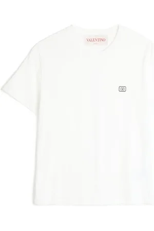 VALENTINO Top, Herre, Hvid, M, Bomuld, Bomuld VLogo Patch T-shirt