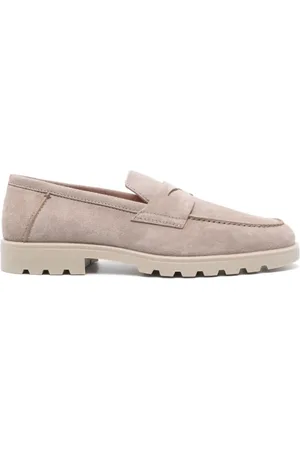 santoni Sko, Herre, Brun, 44 EU, Læder, Taupe Brune Ruskind Loafers med Mandelformet Tå