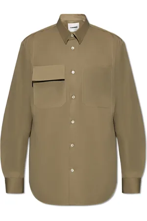 Jil Sander Skjorte, Herre, Grøn, XL, Bomuld, Skjorte med lommer